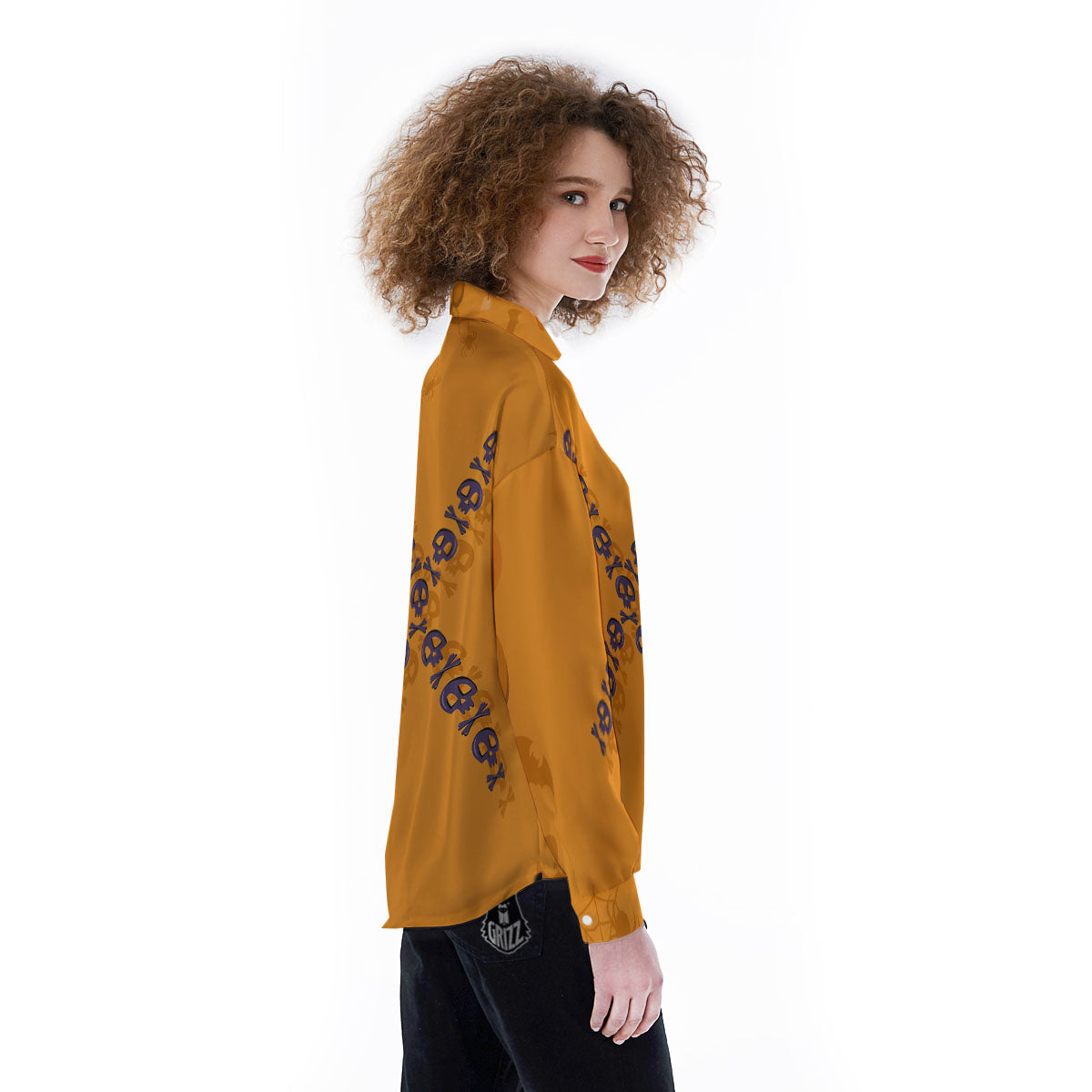 X Halloween Print Women's Long Sleeve Shirts-grizzshop
