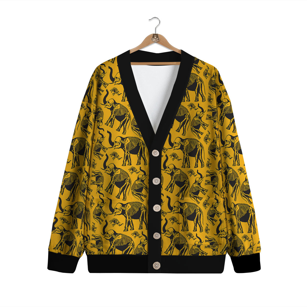 X-Ray Elephant Skeleton Print Pattern Cardigan-grizzshop