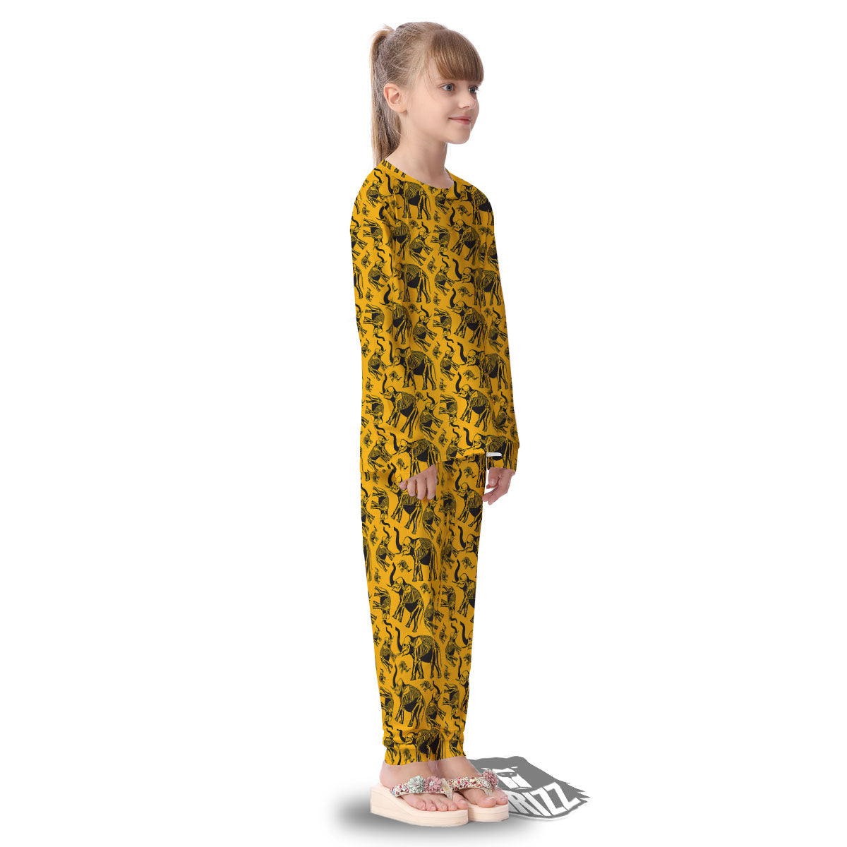 X-Ray Elephant Skeleton Print Pattern Kid's Pajamas-grizzshop