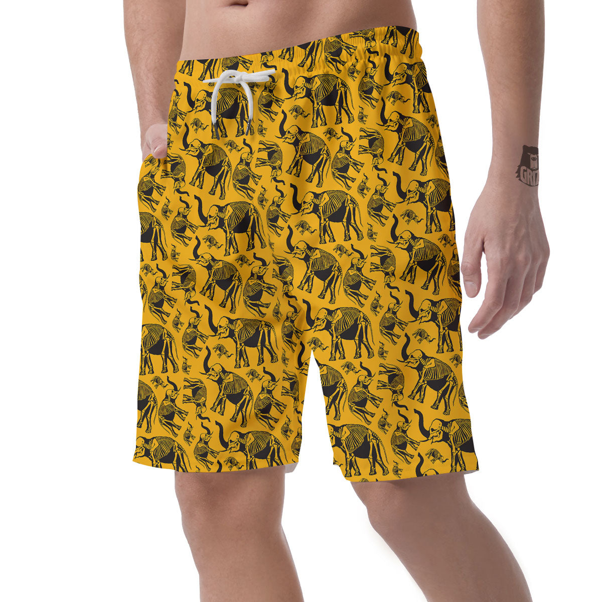 X-Ray Elephant Skeleton Print Pattern Men's Shorts-grizzshop
