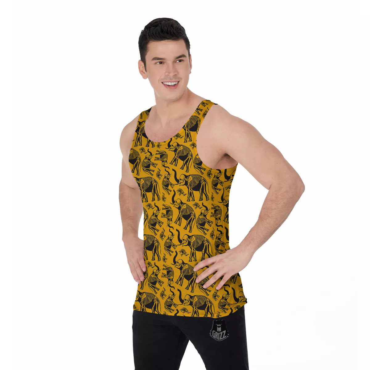 X-Ray Elephant Skeleton Print Pattern Men's Tank Top-grizzshop