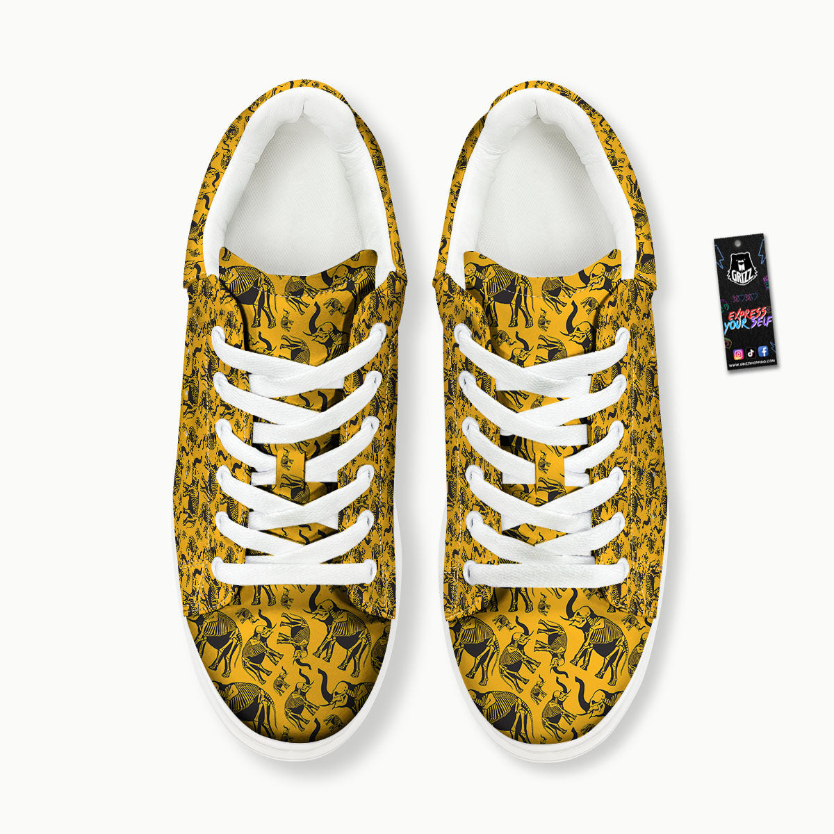 X-Ray Elephant Skeleton Print Pattern Platform Shoes-grizzshop