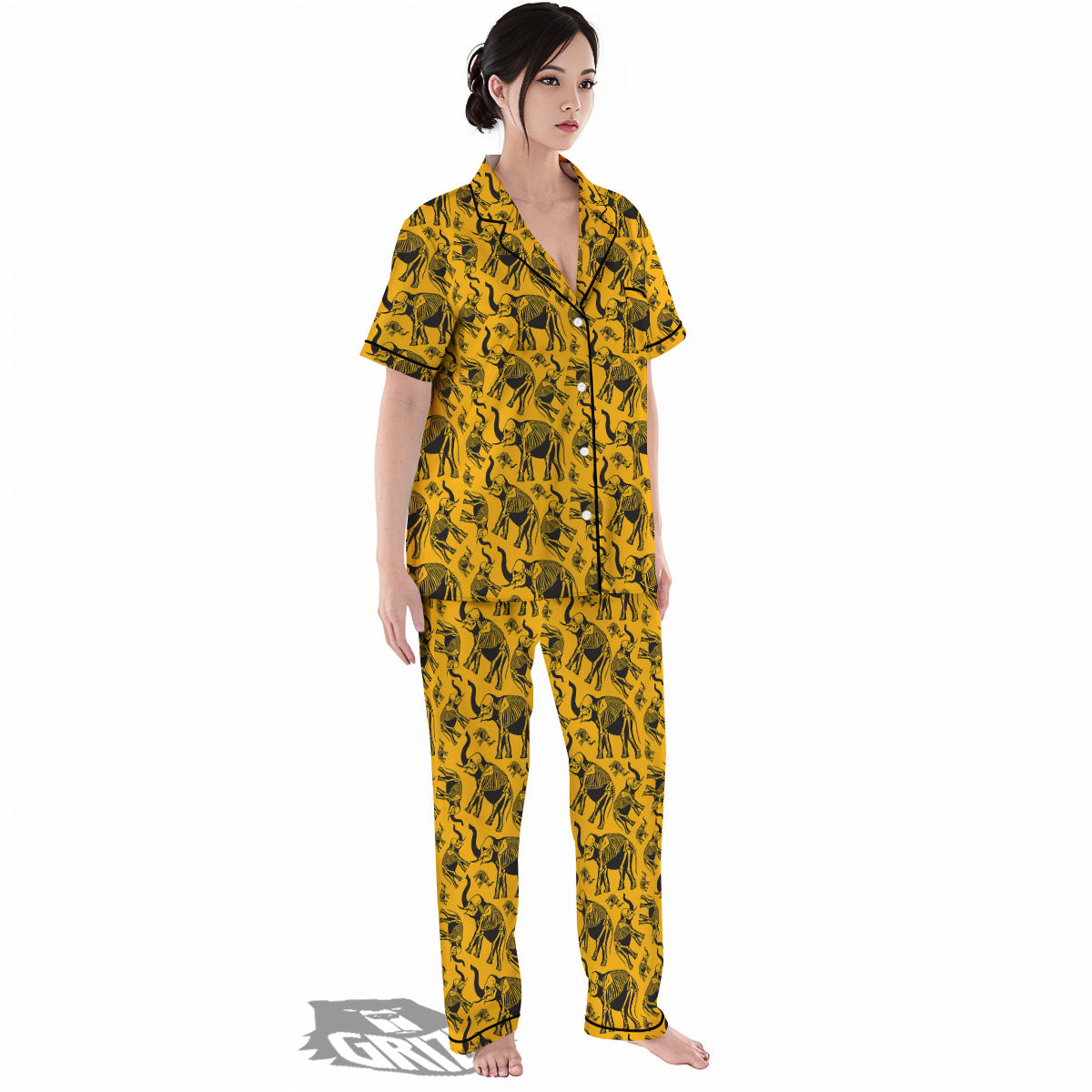 X-Ray Elephant Skeleton Print Pattern Women's Pajamas Set-grizzshop
