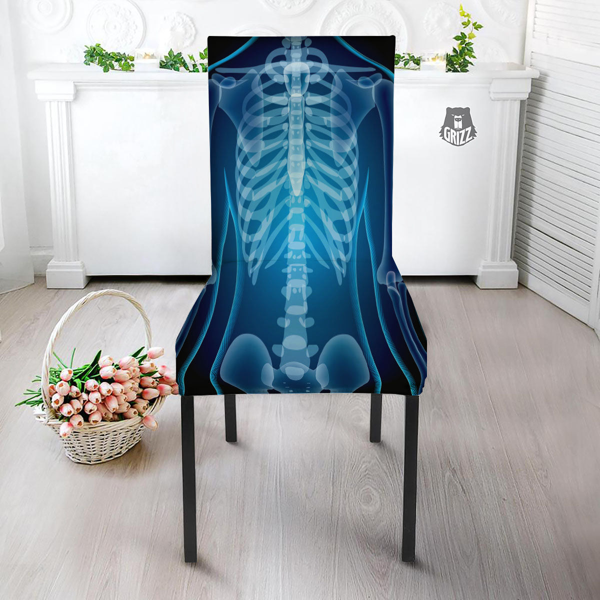 X-Ray Film Radiologist Print Dining Chair Slipcover-grizzshop