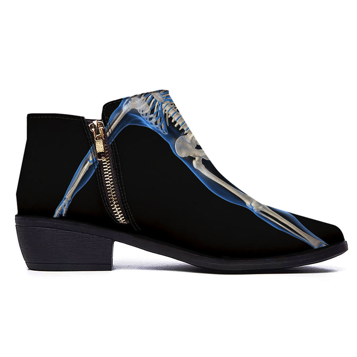 X-Ray Human Skeleton Print Ankle Boots-grizzshop
