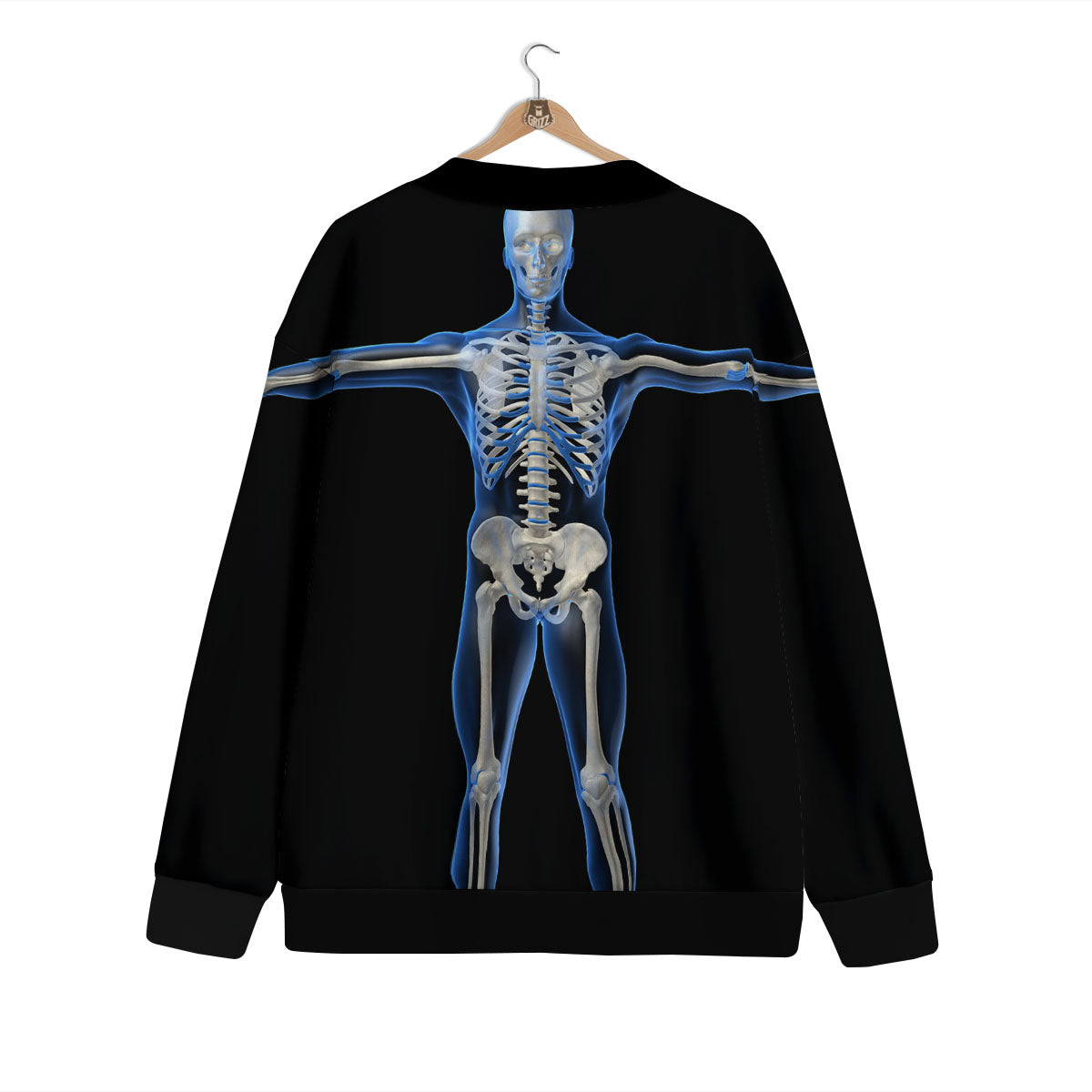 X-Ray Human Skeleton Print Cardigan-grizzshop