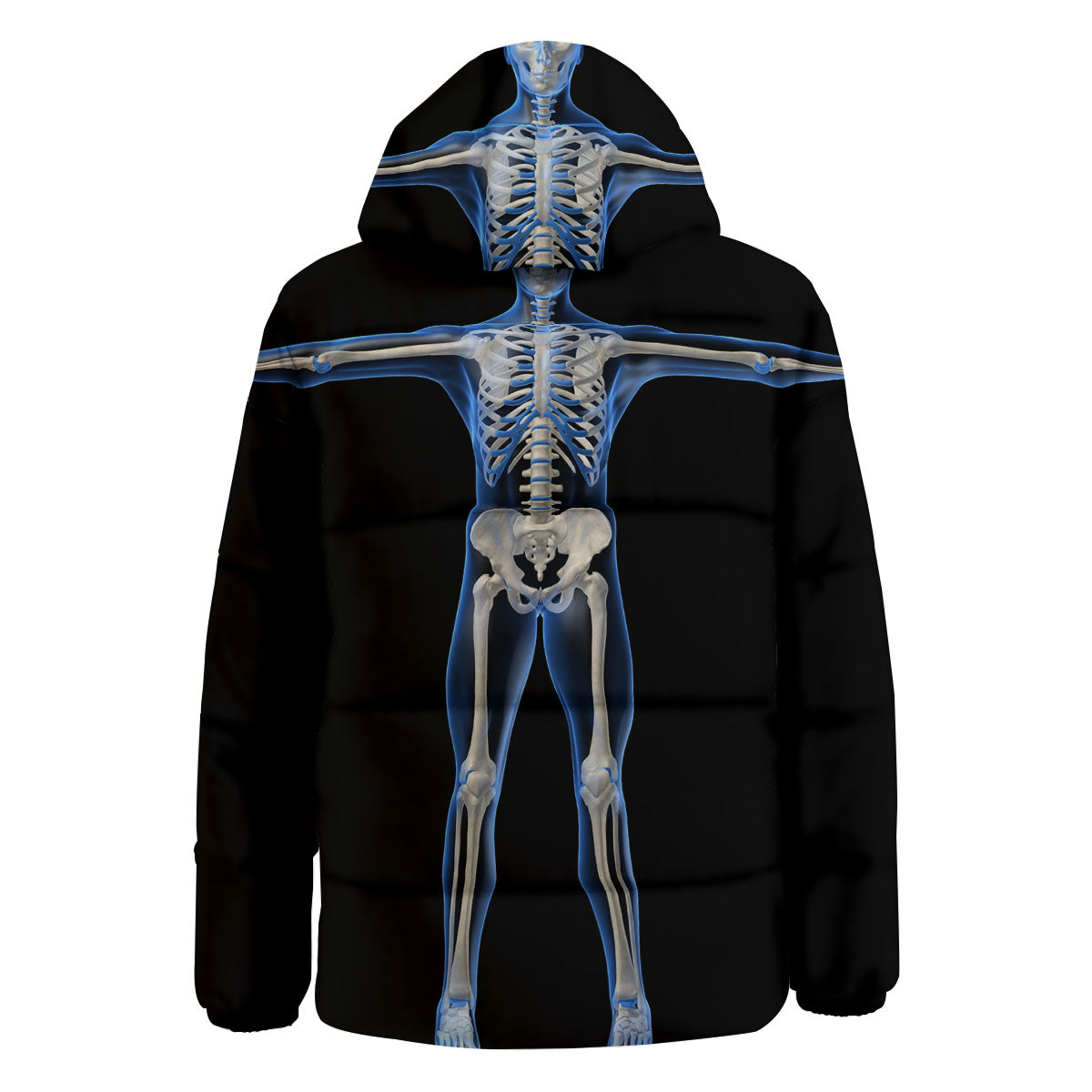 X-Ray Human Skeleton Print Down Jacket-grizzshop
