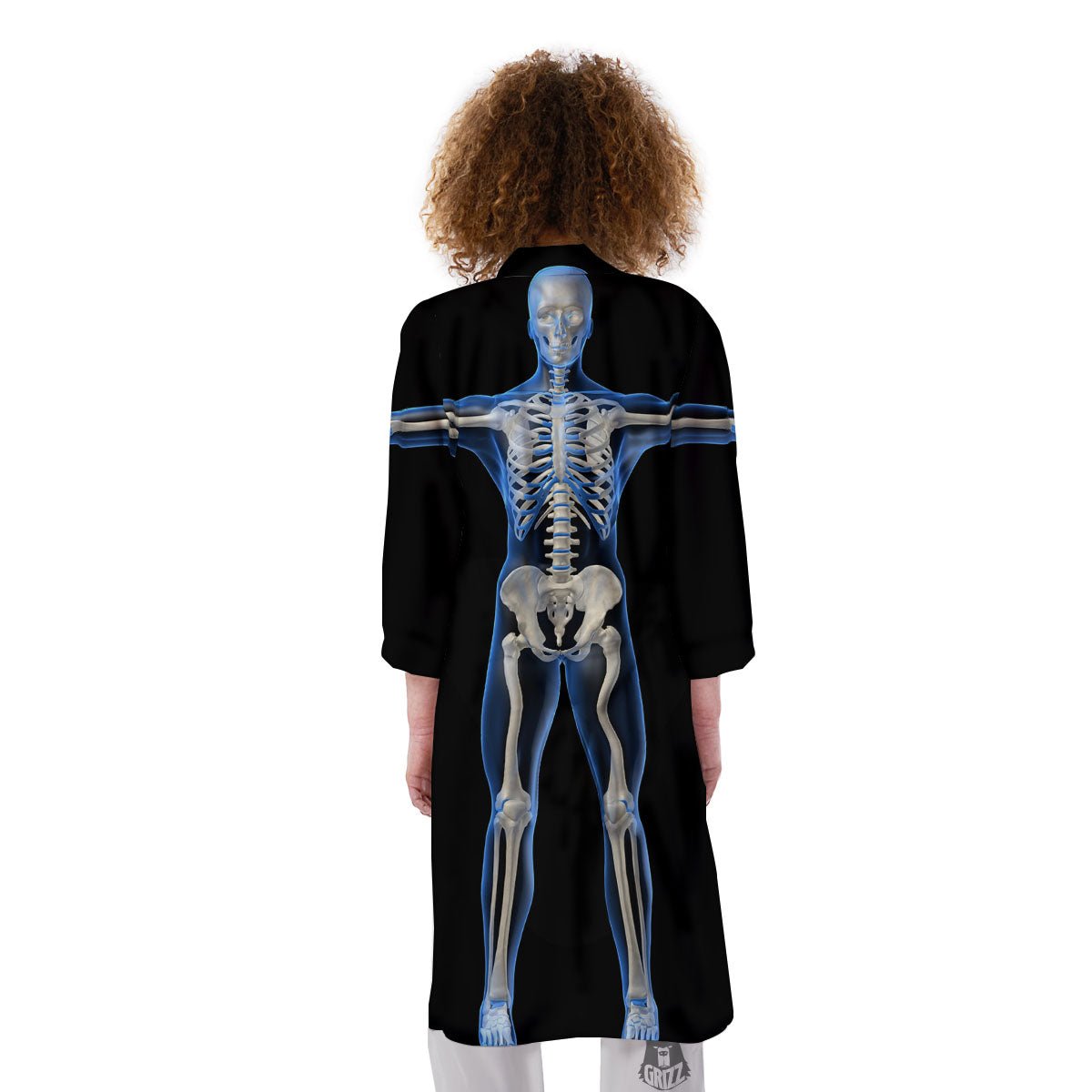 X-Ray Human Skeleton Print Kimono-grizzshop