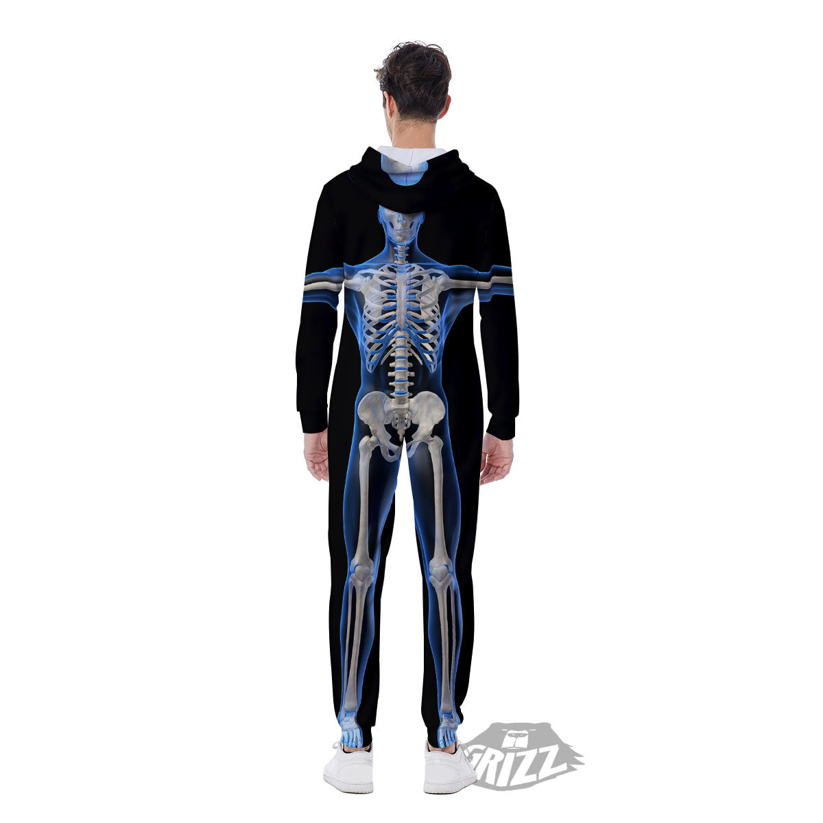X-Ray Human Skeleton Print Men's Jumpsuit-grizzshop