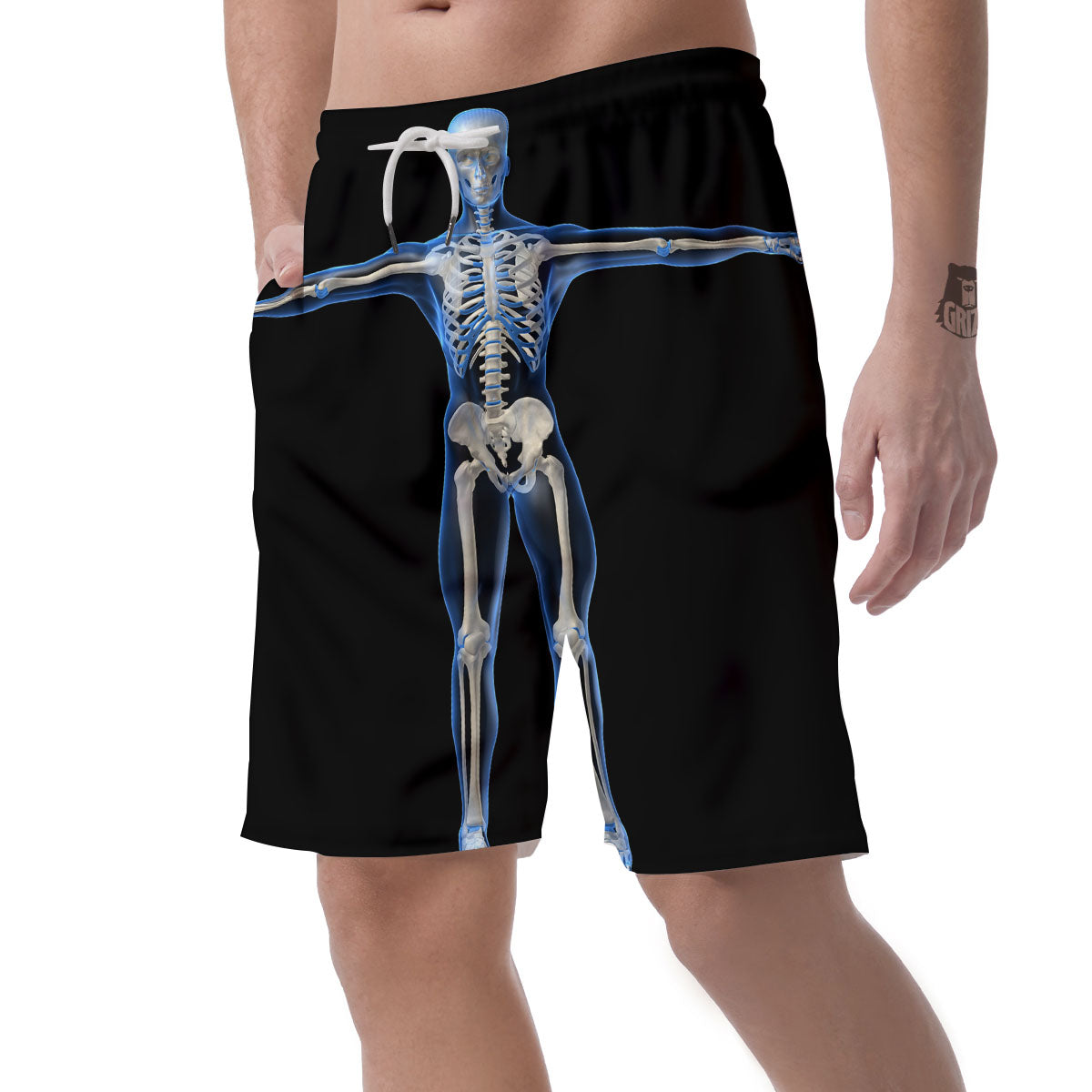 X-Ray Human Skeleton Print Men's Shorts-grizzshop