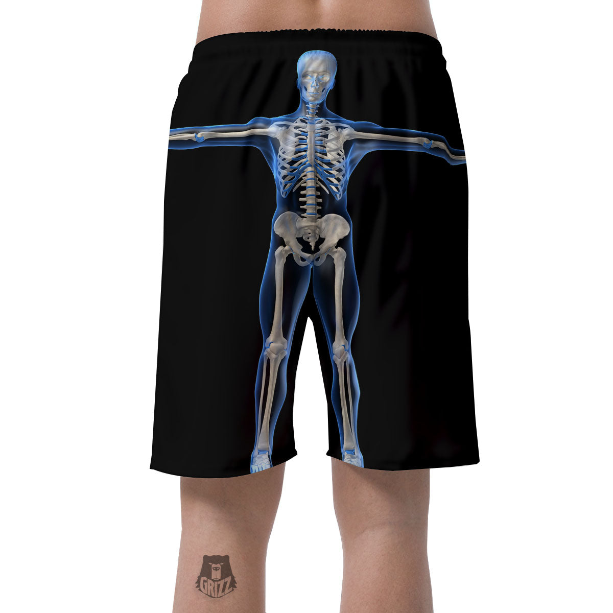 X-Ray Human Skeleton Print Men's Shorts-grizzshop