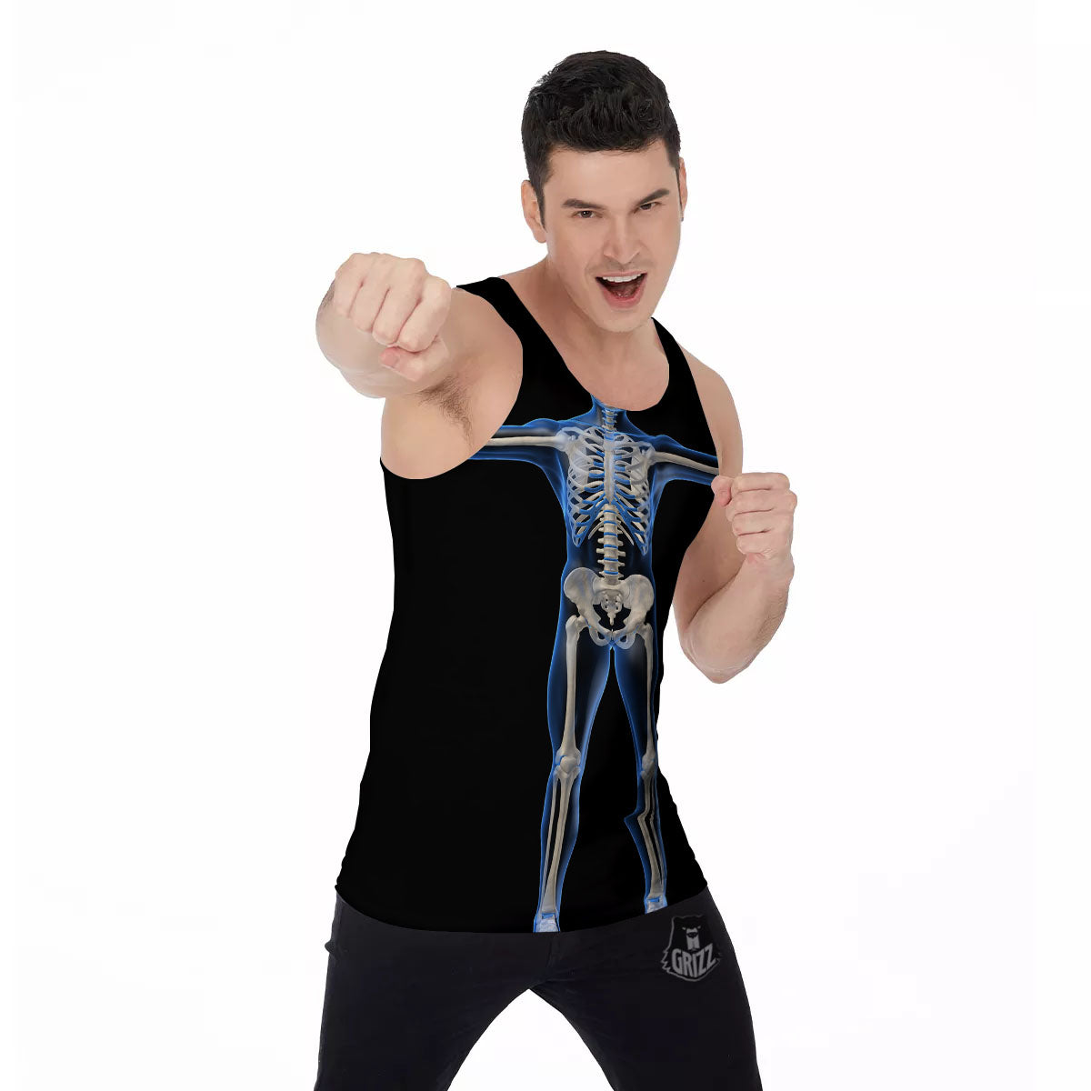 X-Ray Human Skeleton Print Men's Tank Top-grizzshop