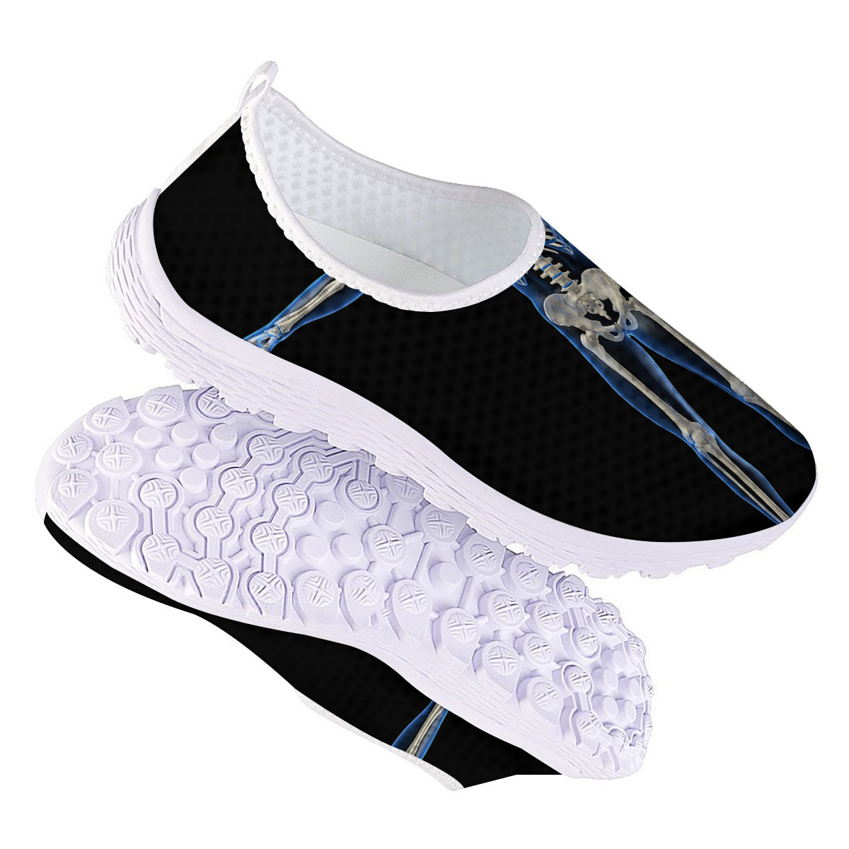 X-Ray Human Skeleton Print Nurse Shoes-grizzshop