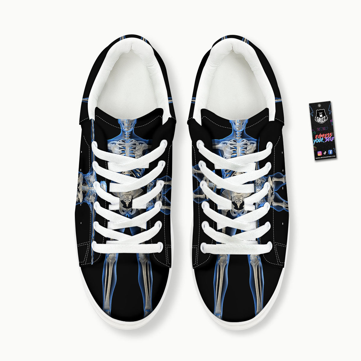 X-Ray Human Skeleton Print Platform Shoes-grizzshop