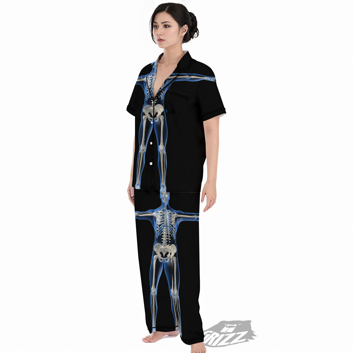 X-Ray Human Skeleton Print Women's Pajamas Set-grizzshop