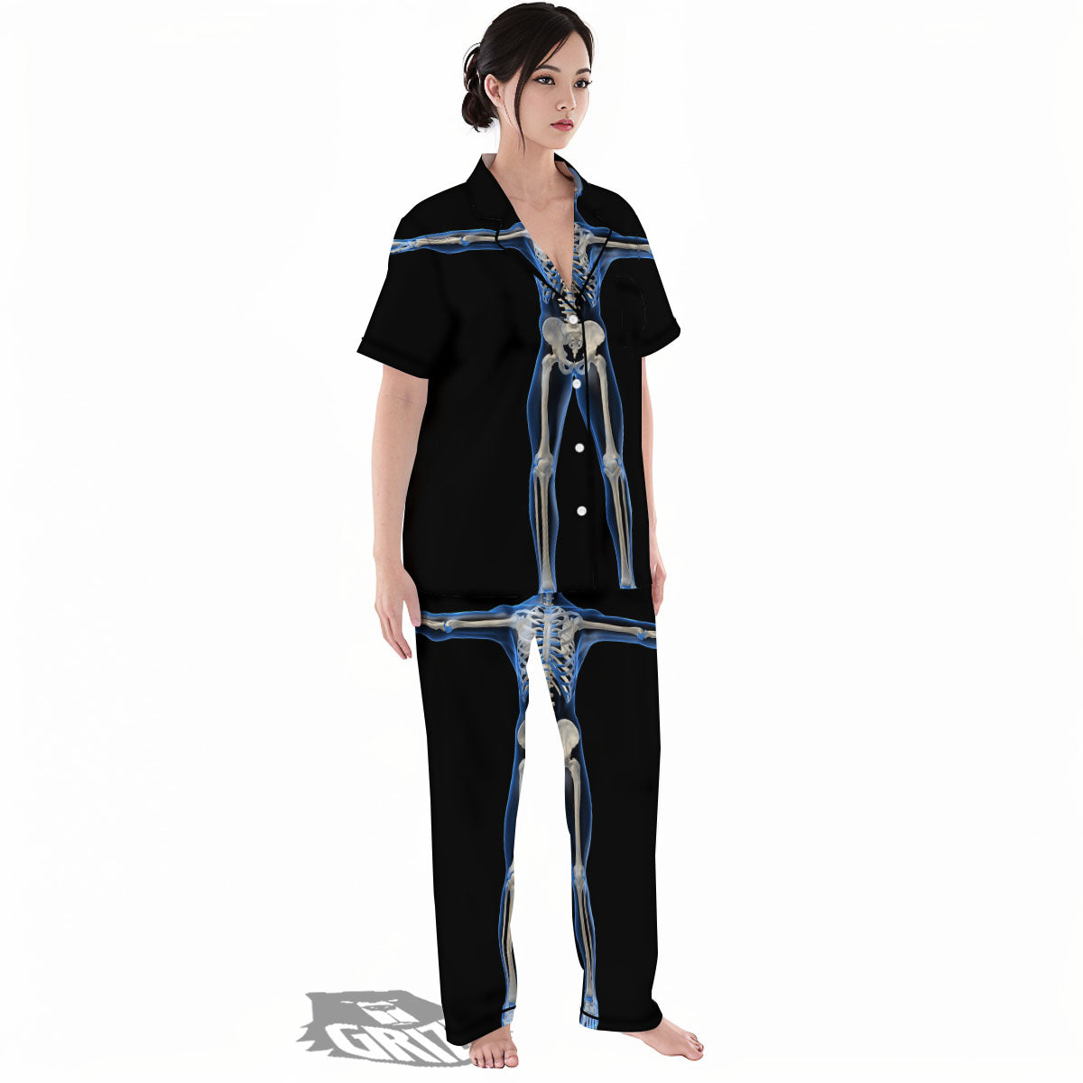 X-Ray Human Skeleton Print Women's Pajamas Set-grizzshop