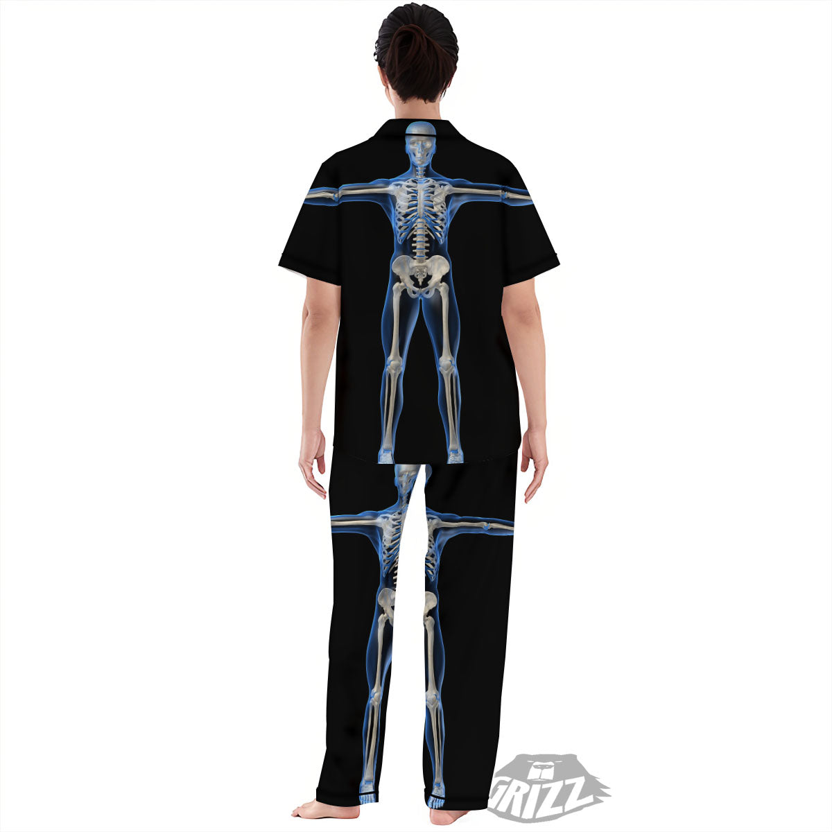 X-Ray Human Skeleton Print Women's Pajamas Set-grizzshop