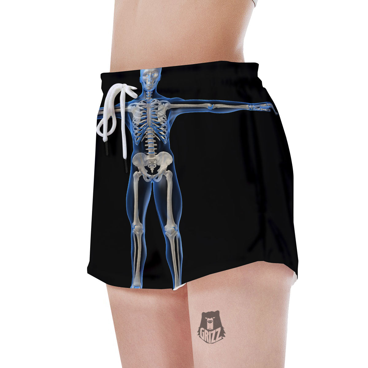 X-Ray Human Skeleton Print Women's Shorts-grizzshop