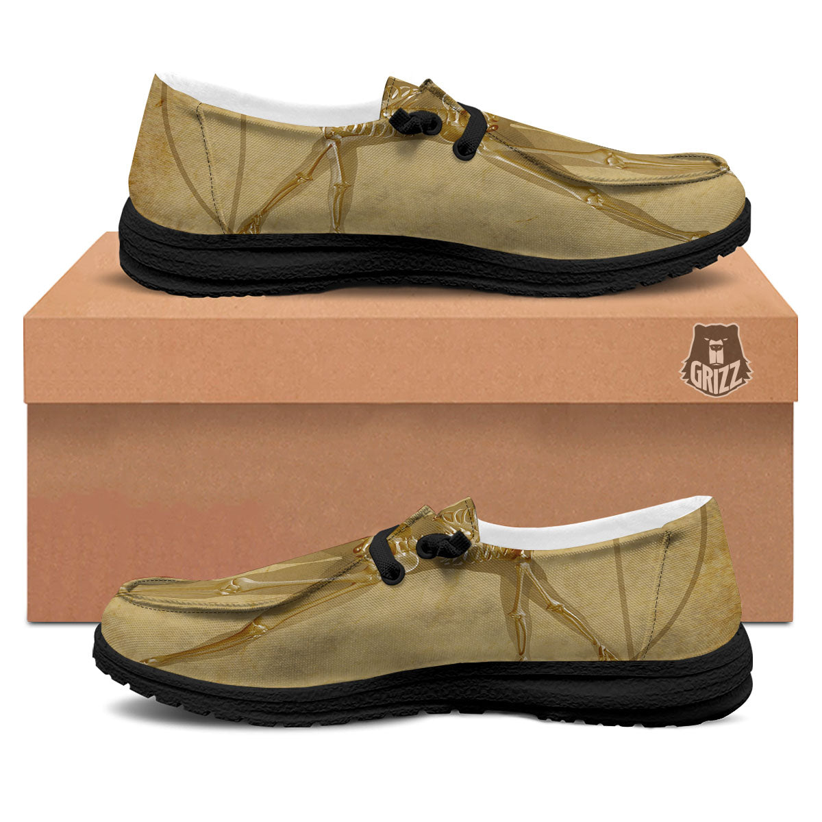 X-Ray Vitruvian Man Print Black Loafers-grizzshop