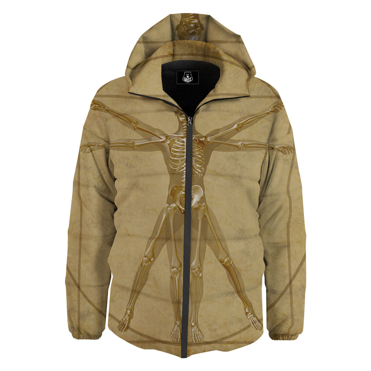 X-Ray Vitruvian Man Print Down Jacket-grizzshop