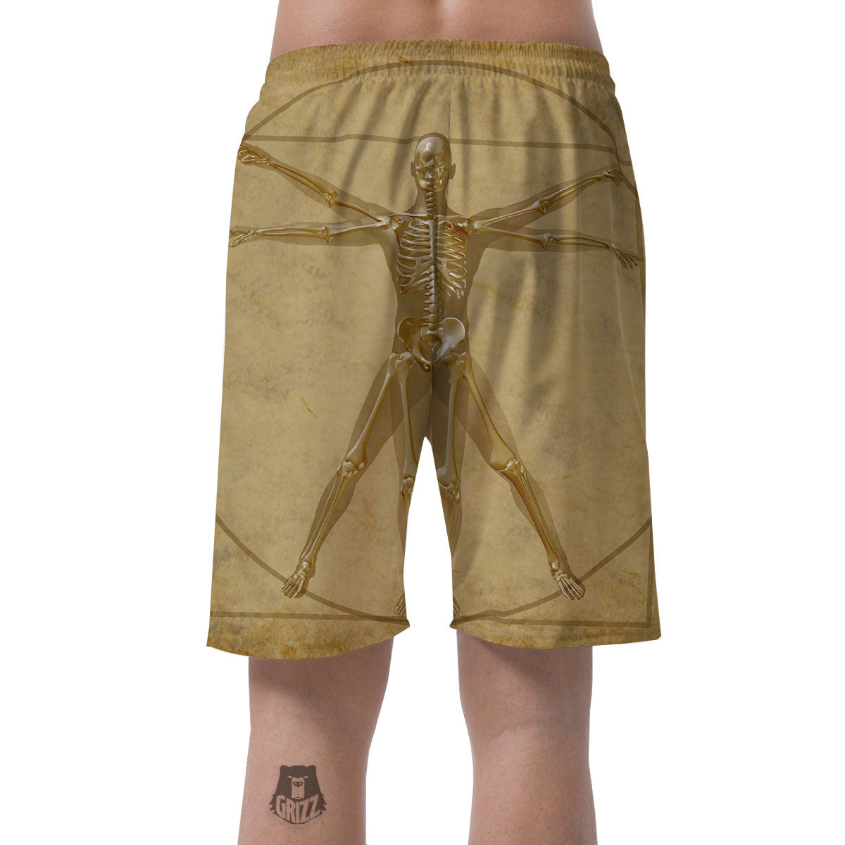X-Ray Vitruvian Man Print Men's Shorts-grizzshop