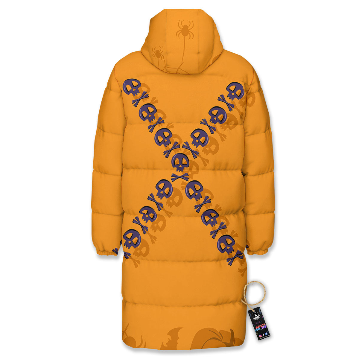 X Halloween Print Long Down Jacket