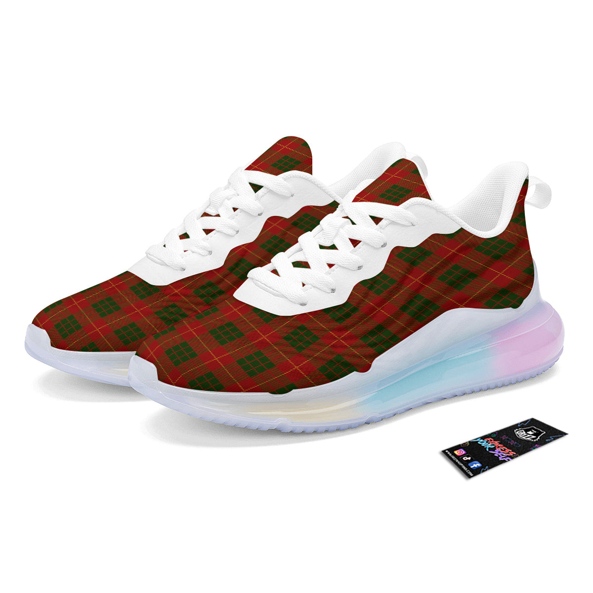 Xmas Plaid Print Pattern Running Sneakers-grizzshop