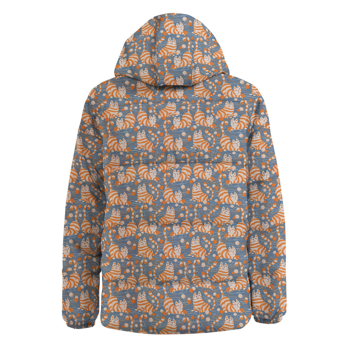 Yarn Ball And Cat Print Pattern Down Jacket-grizzshop