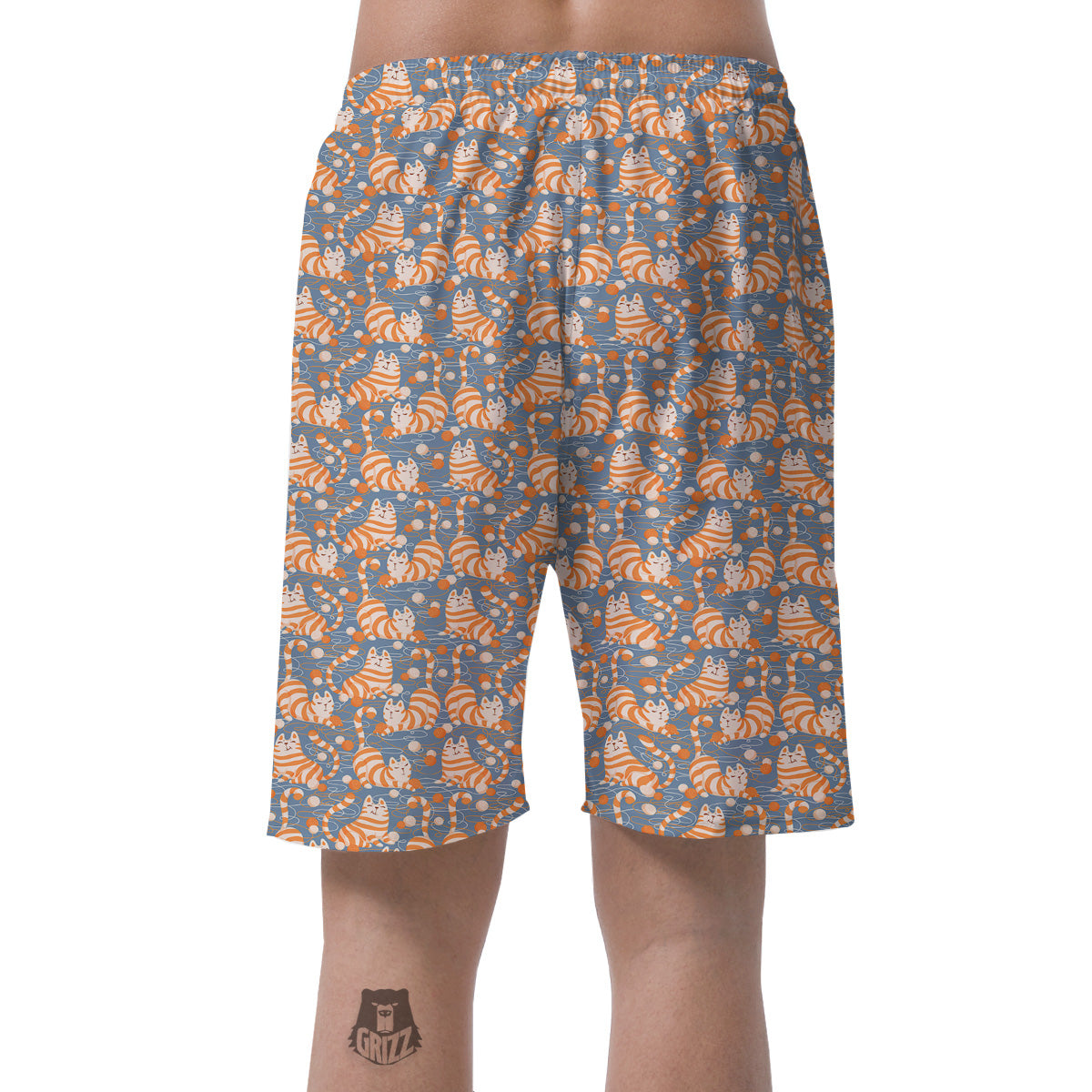 Yarn Ball And Cat Print Pattern Men's Shorts-grizzshop