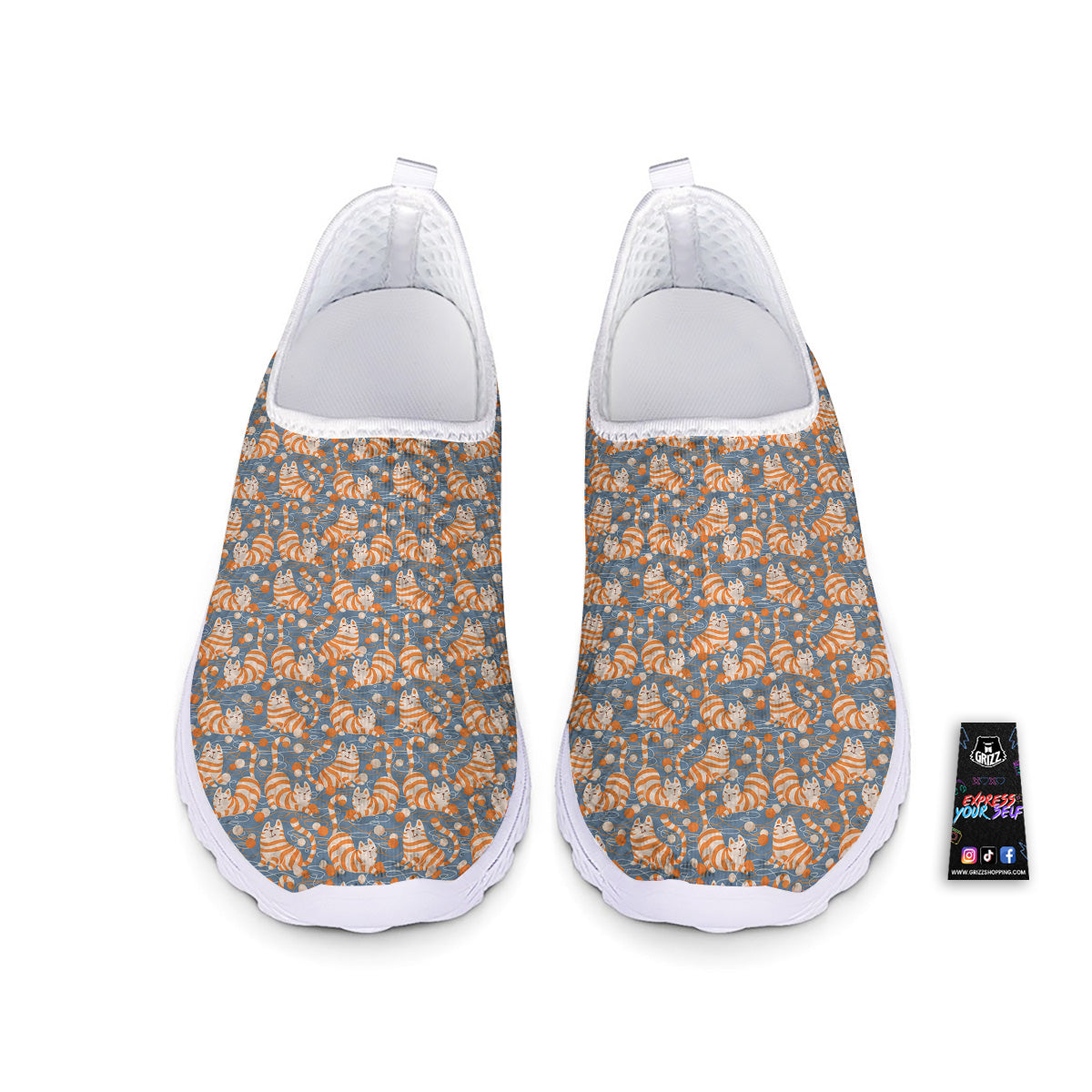 Yarn Ball And Cat Print Pattern Nurse Shoes-grizzshop