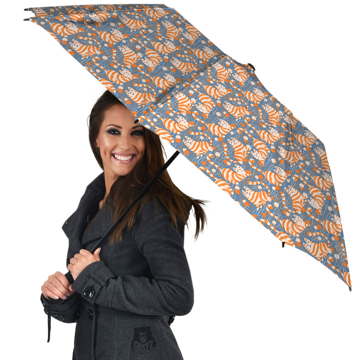 Yarn Ball And Cat Print Pattern Umbrella-grizzshop