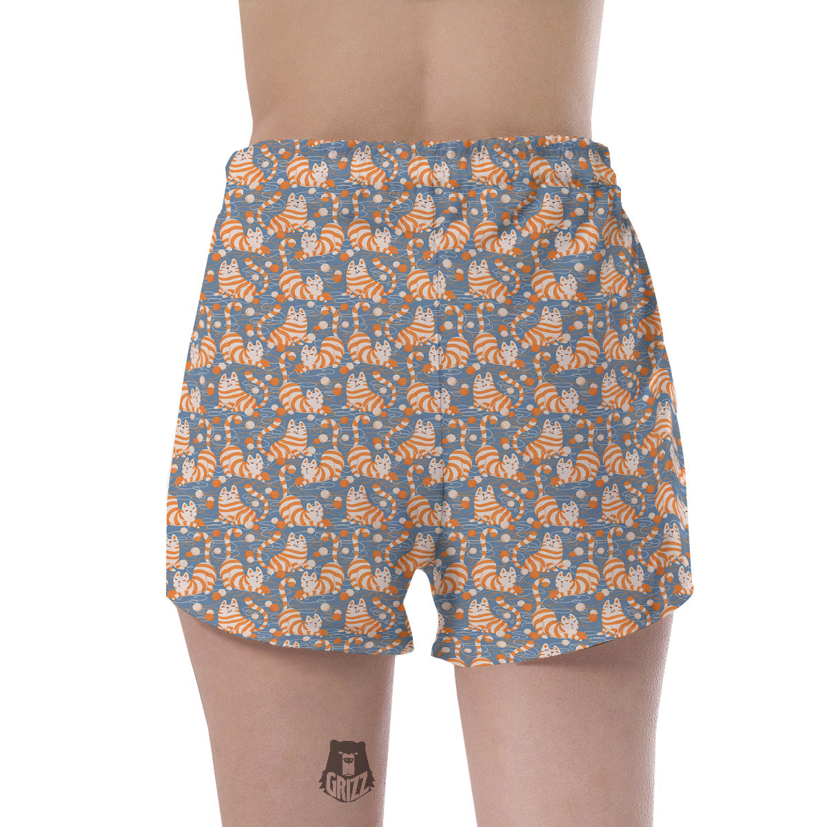 Yarn Ball And Cat Print Pattern Women's Shorts-grizzshop