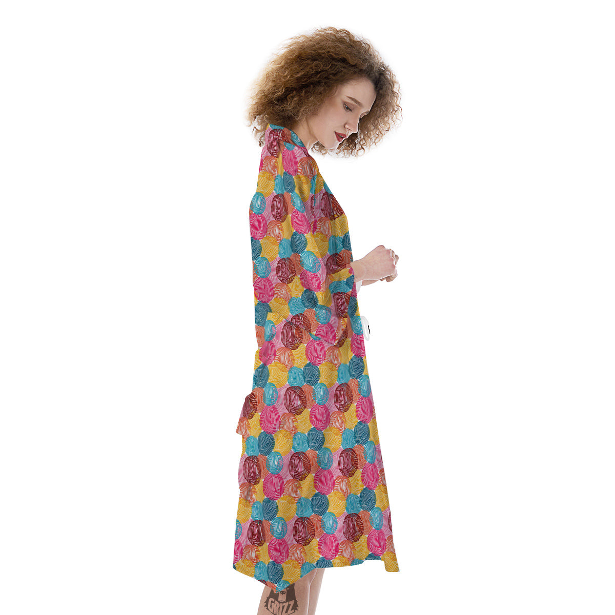 Yarn Balls Colorful Print Kimono-grizzshop
