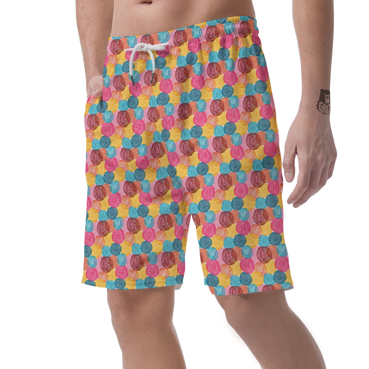 Yarn Balls Colorful Print Men's Shorts-grizzshop