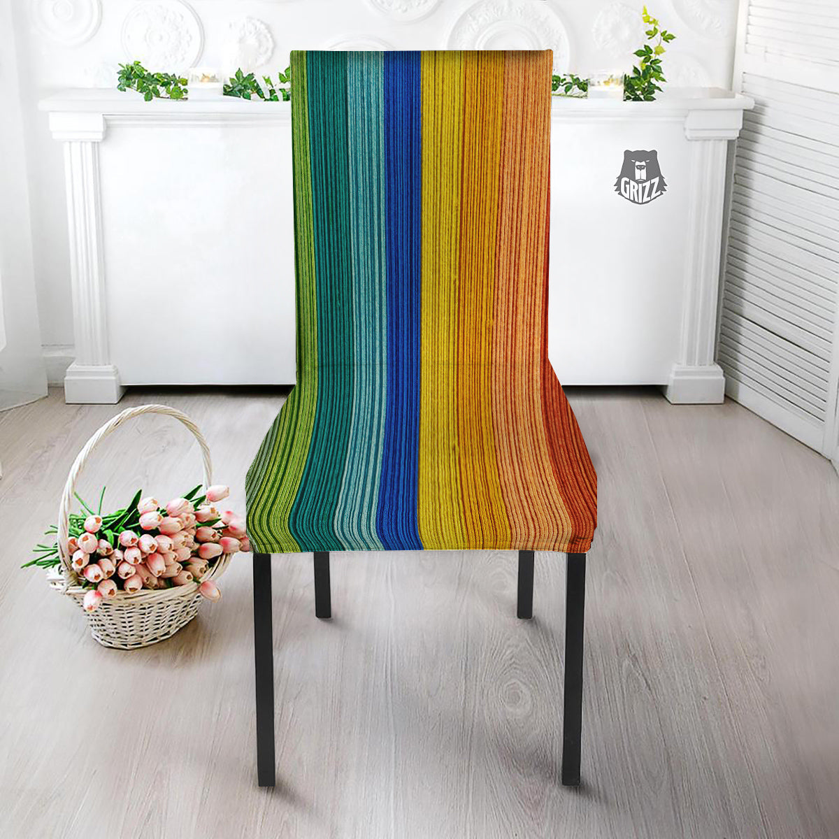Yarn Colorful Print Dining Chair Slipcover-grizzshop