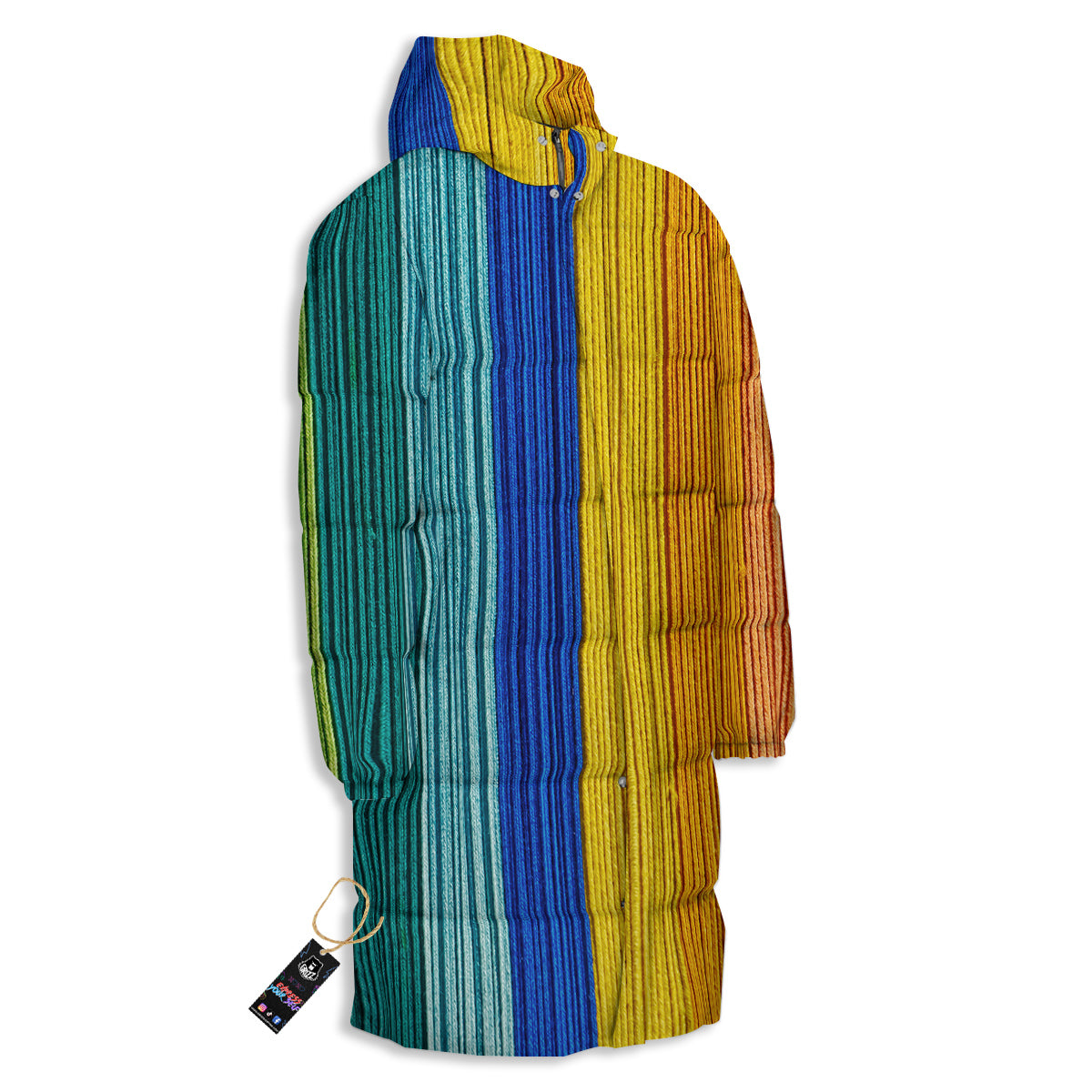 Yarn Colorful Print Long Down Jacket-grizzshop