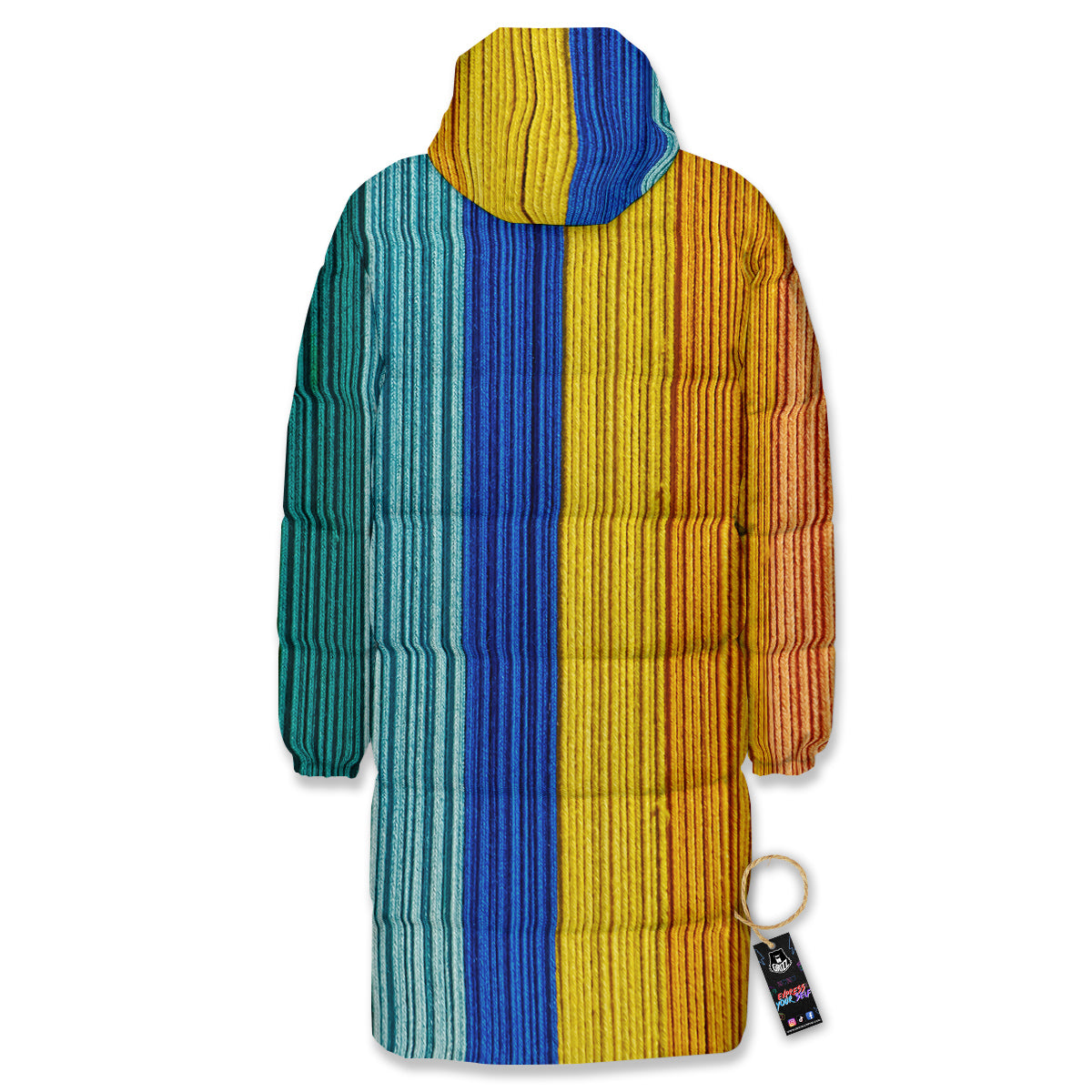 Yarn Colorful Print Long Down Jacket-grizzshop