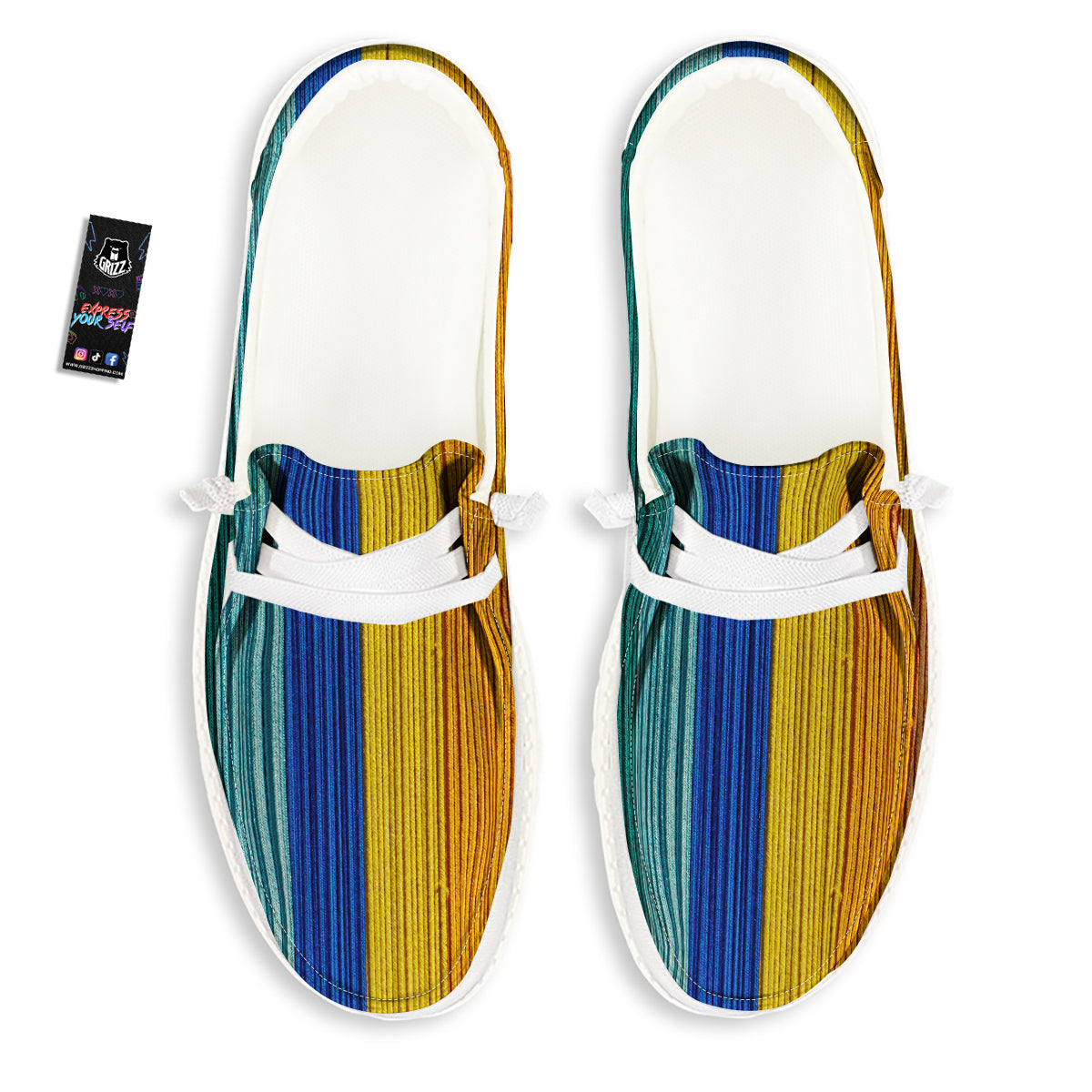 Yarn Colorful Print White Loafers-grizzshop