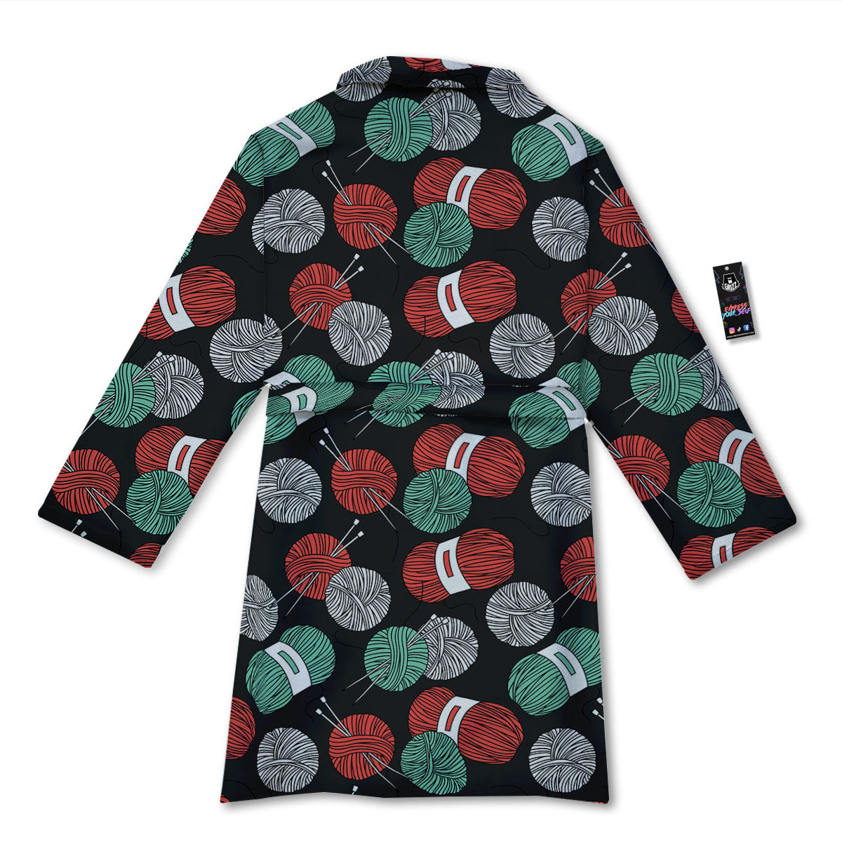 Yarn Knitting Print Pattern Bathrobe-grizzshop
