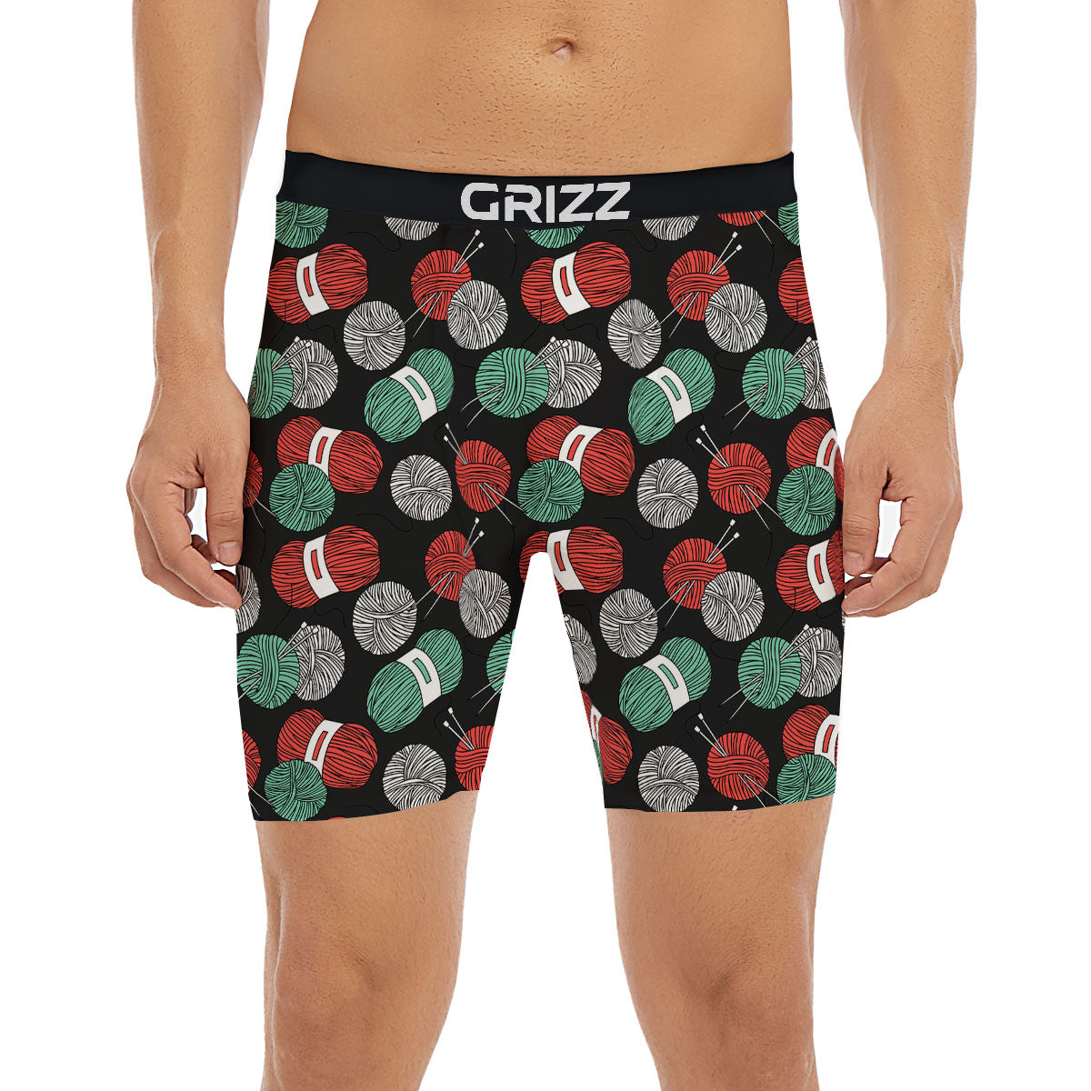 Yarn Knitting Print Pattern Boxer Briefs-grizzshop