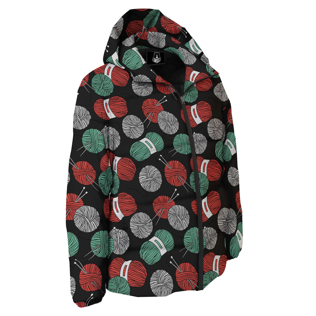 Yarn Knitting Print Pattern Down Jacket-grizzshop