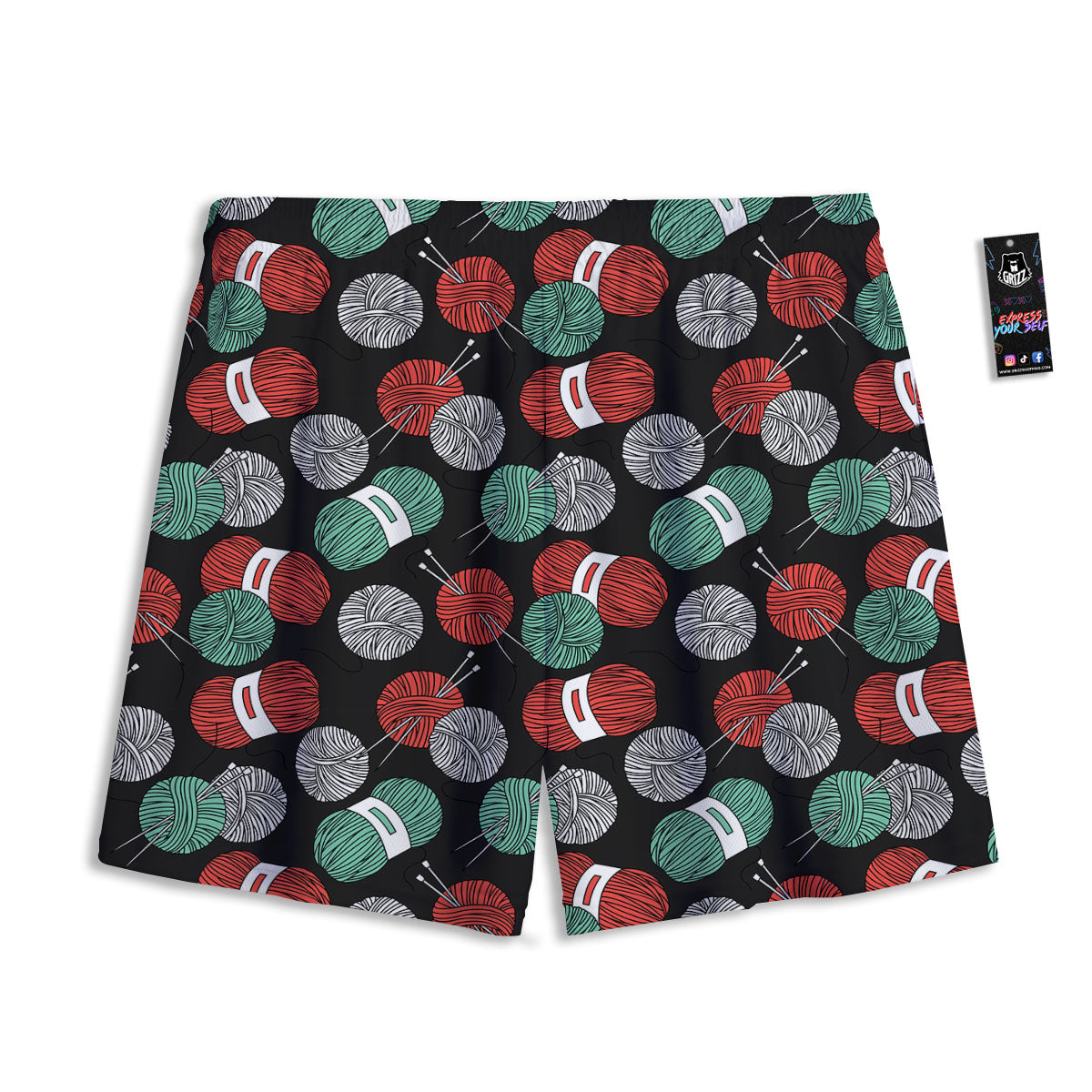Yarn Knitting Print Pattern Mesh Shorts-grizzshop