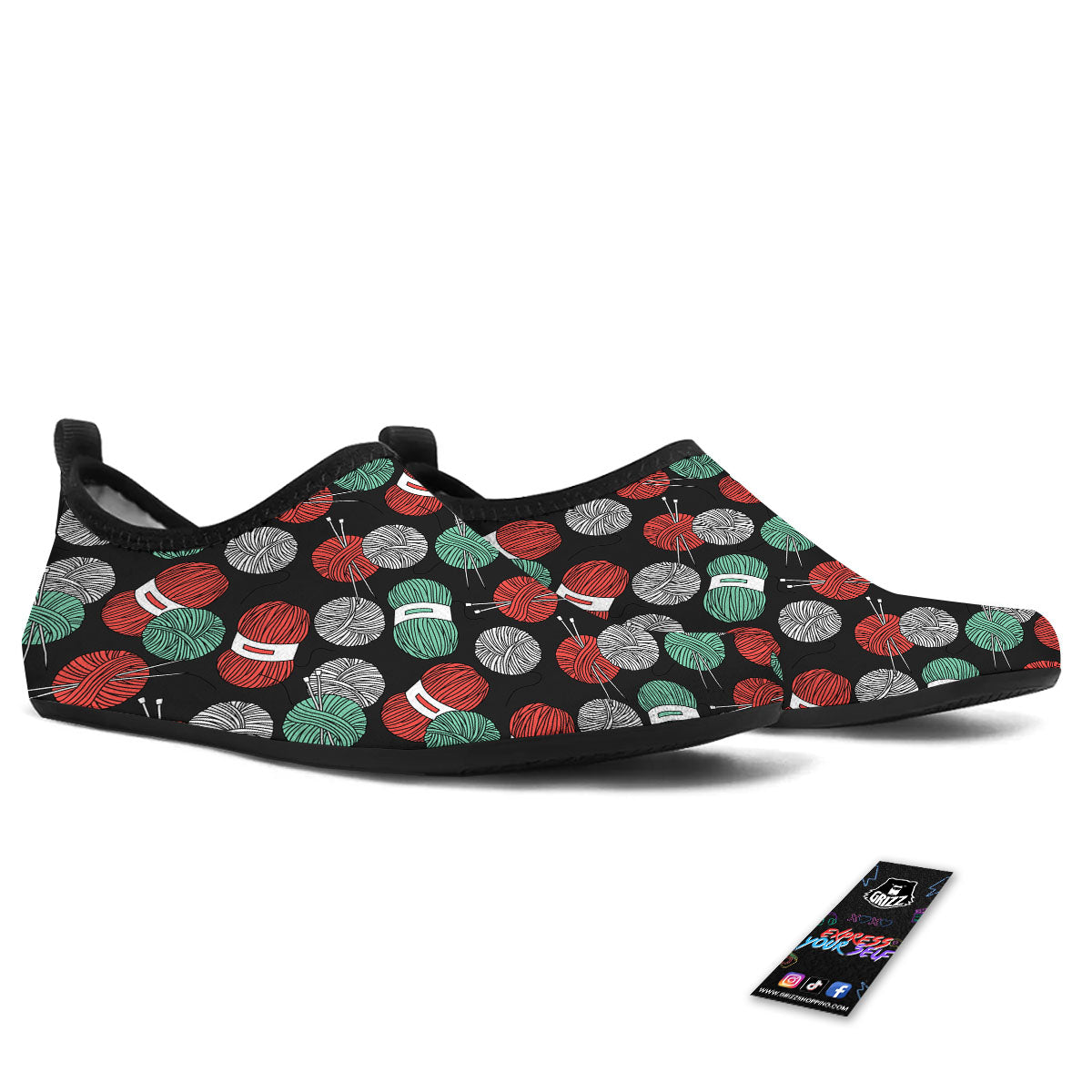 Yarn Knitting Print Pattern Water Shoes-grizzshop