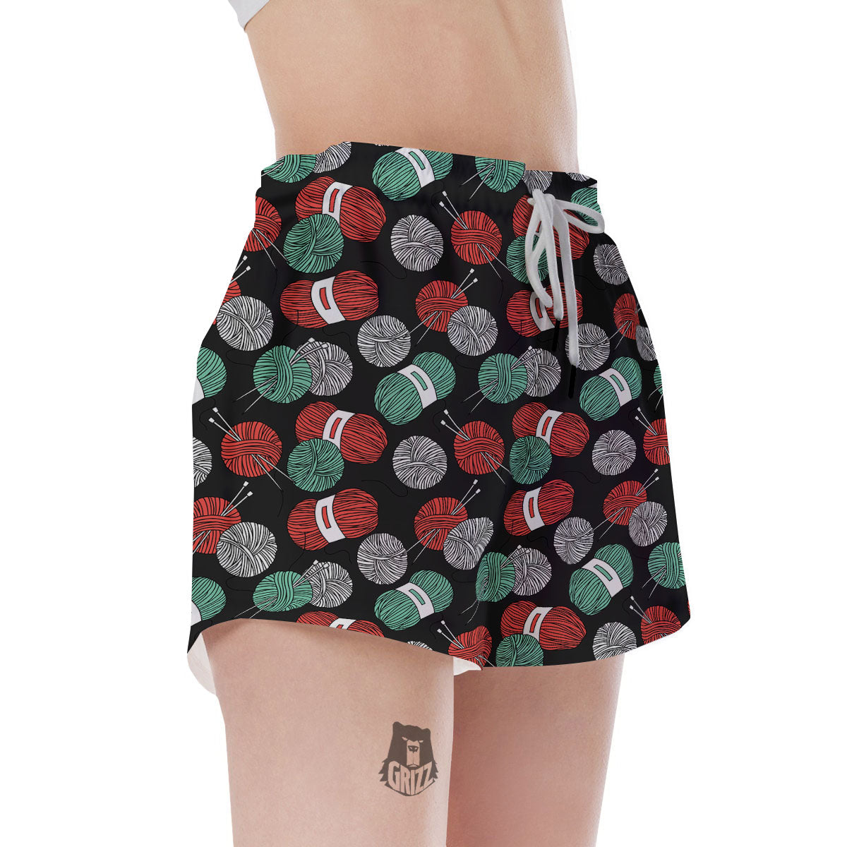 Yarn Knitting Print Pattern Women's Shorts-grizzshop