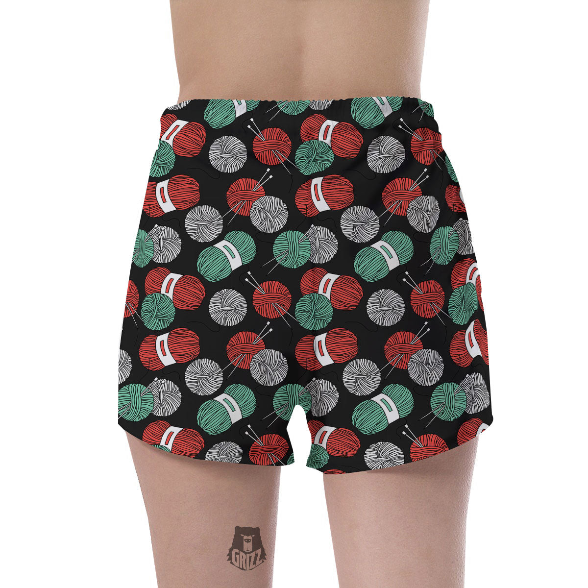 Yarn Knitting Print Pattern Women's Shorts-grizzshop