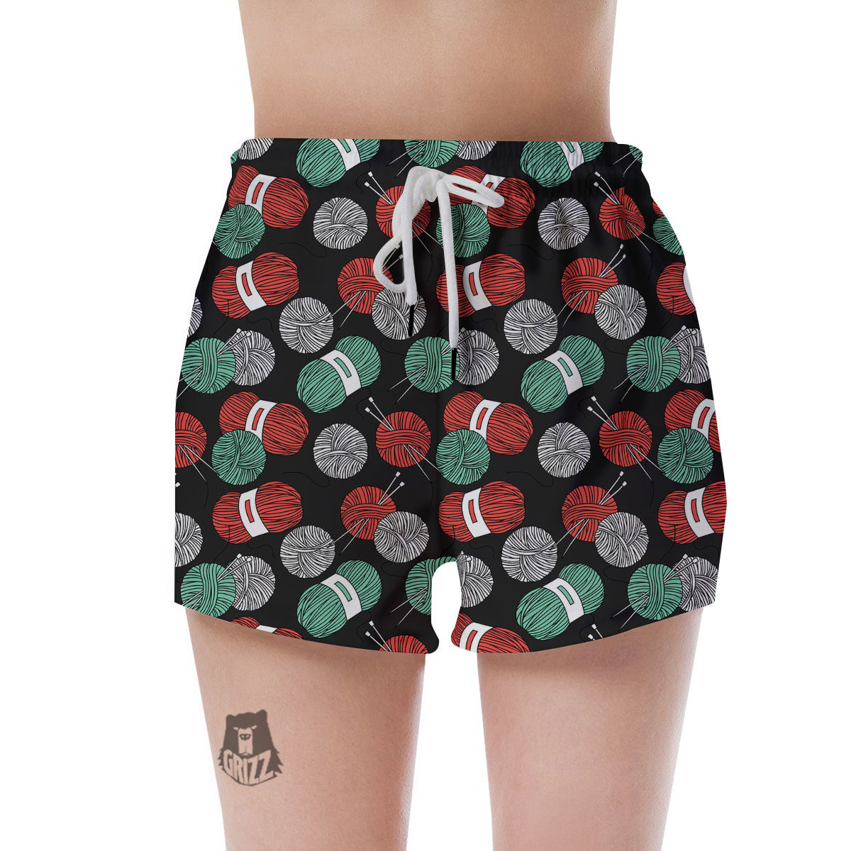 Yarn Knitting Print Pattern Women's Shorts-grizzshop