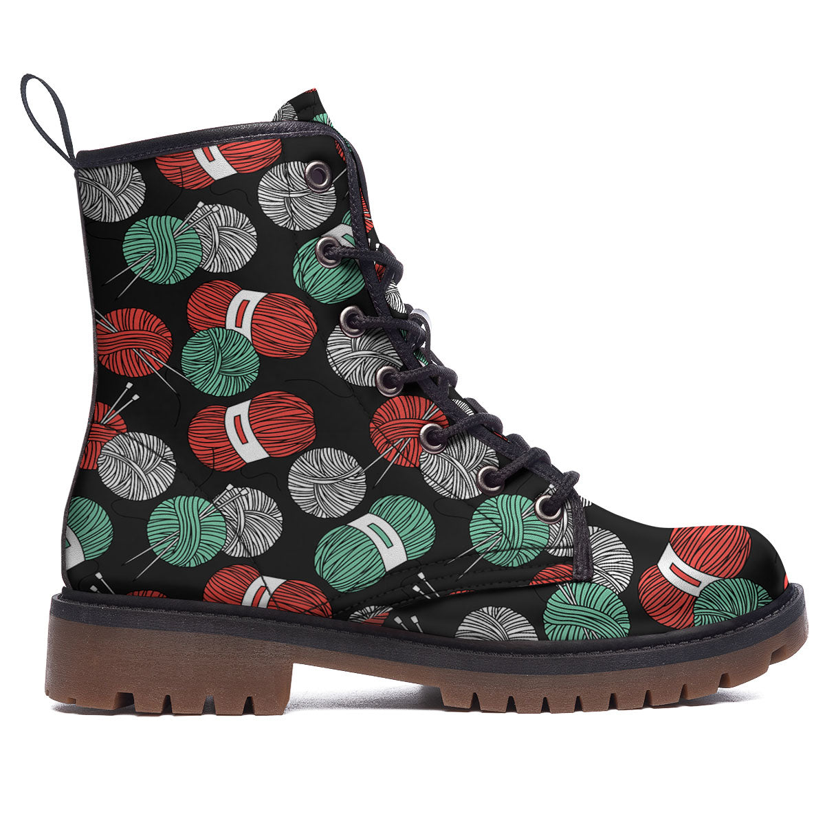 Yarn Knitting Print Pattern Work Boots-grizzshop