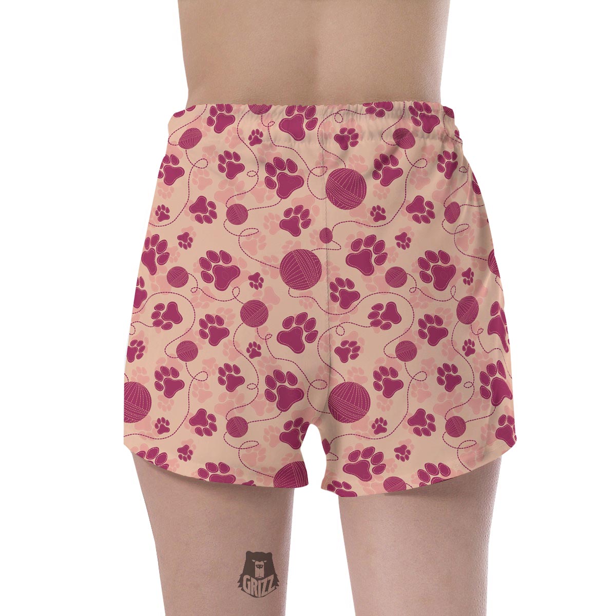 Yarn Paw Print Women's Shorts-grizzshop