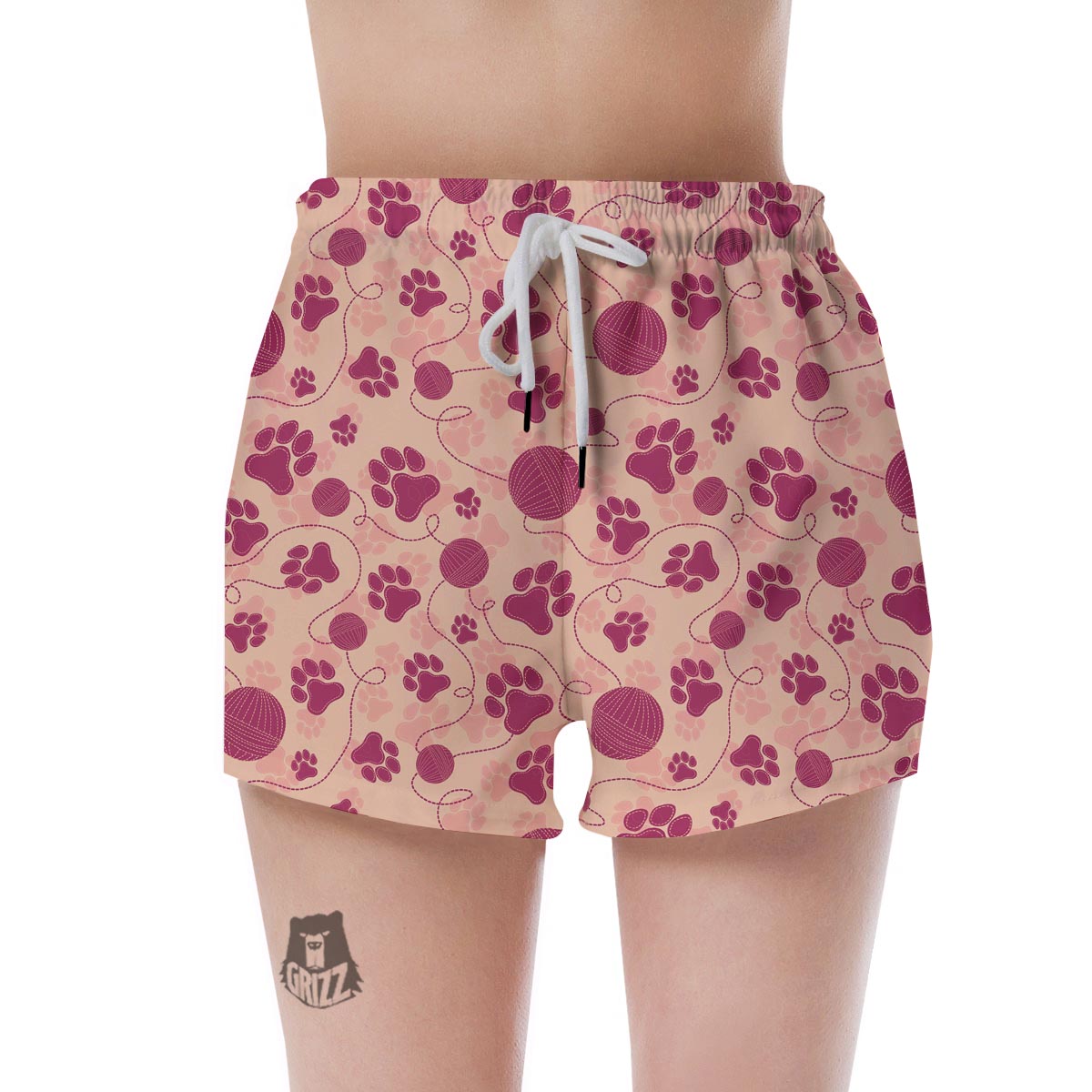Yarn Paw Print Women's Shorts-grizzshop