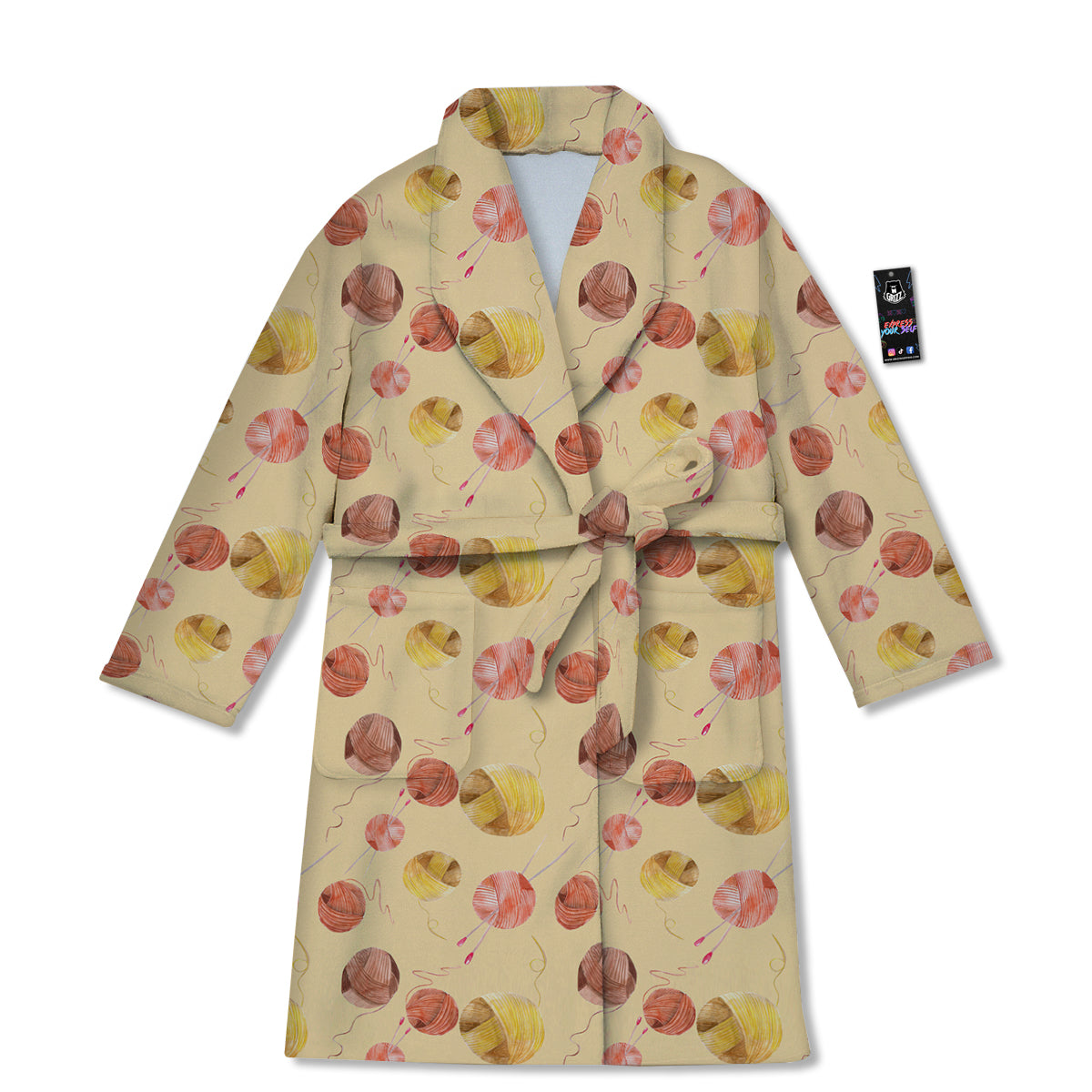 Yarn Watercolor Print Pattern Bathrobe-grizzshop